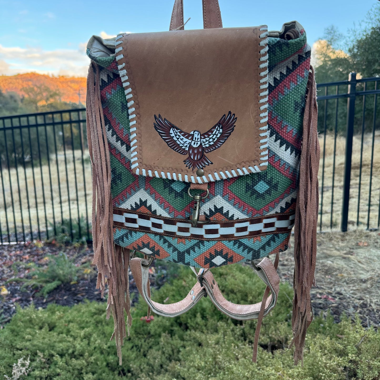 Native American Eagle Fringe Backpack