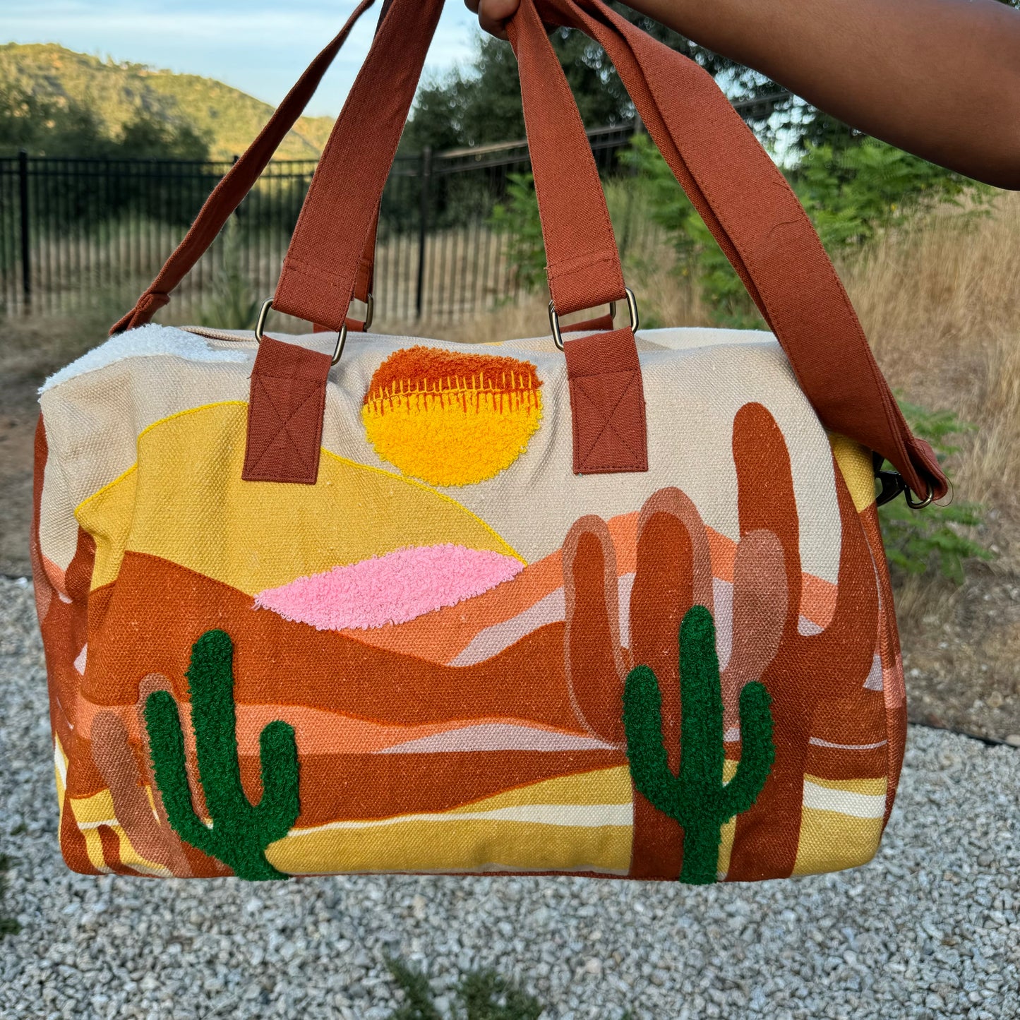 Large Cactus Desert Duffle Overnight Bag