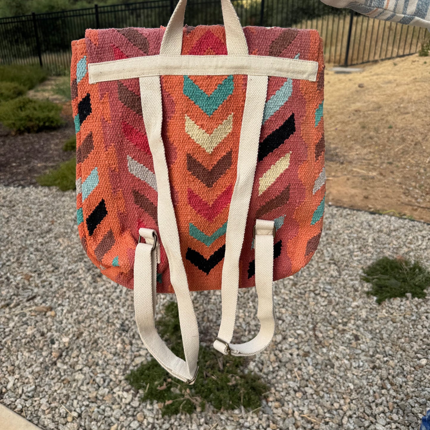 Orange Multicolored Tribal Arrow Print Backpack