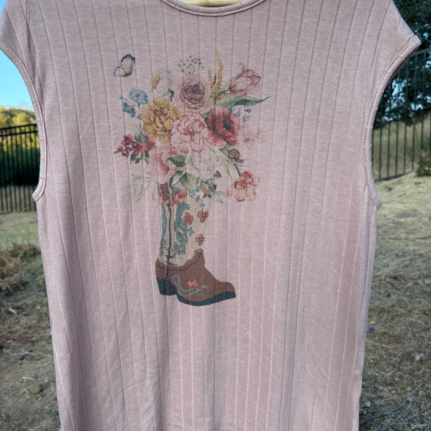 Blush Pink Rustic Floral Boot Shirt