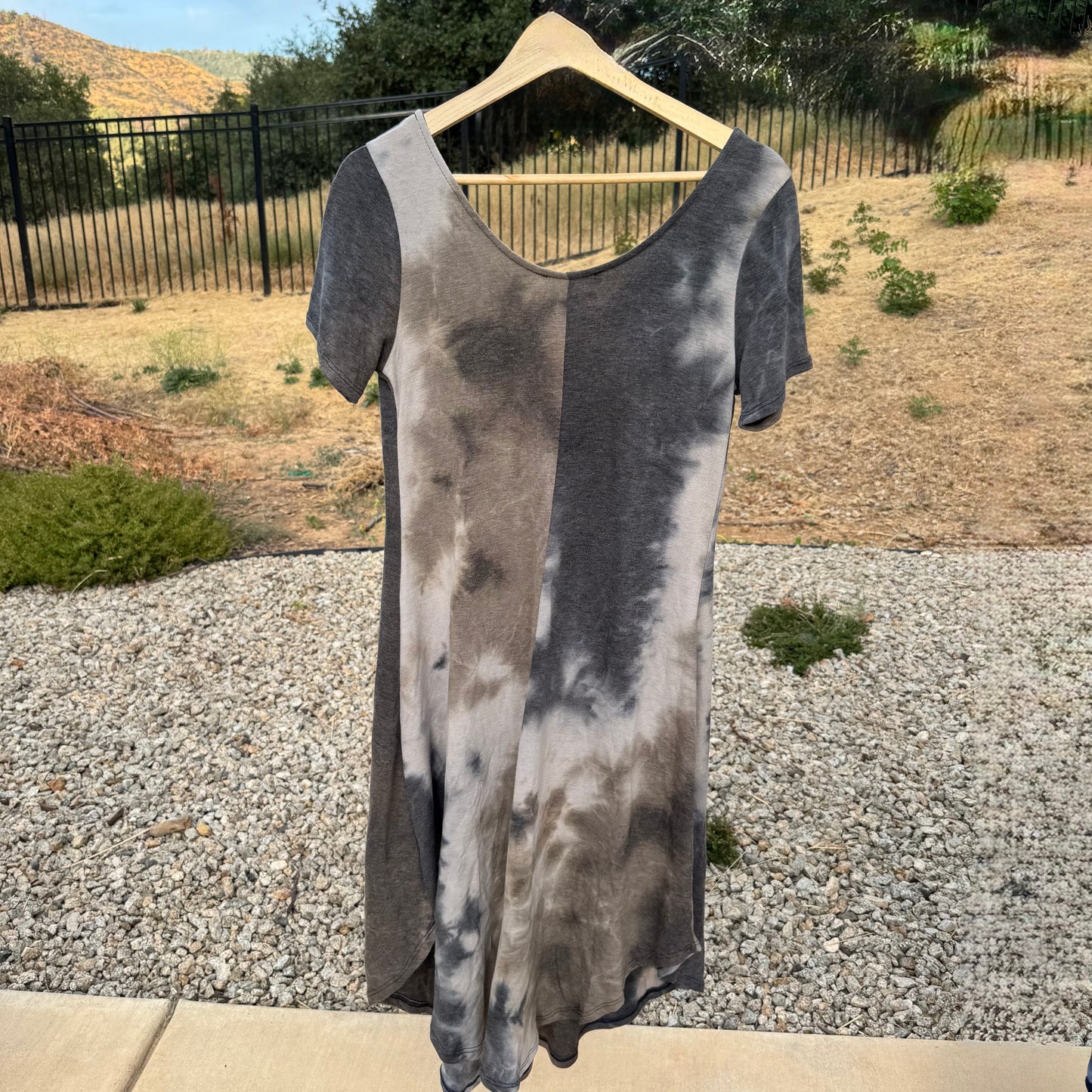 Navy & Gray Earth Tone Tie Dye Dress