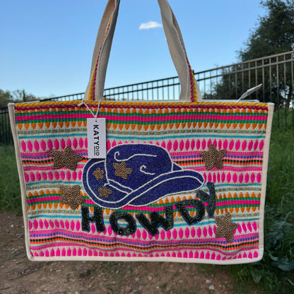 Howdy Cowgirl Sequins Tote Handbag