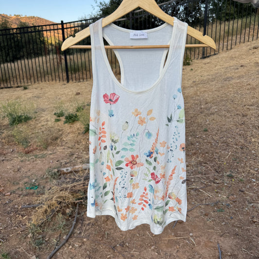 White Floral Tank Top