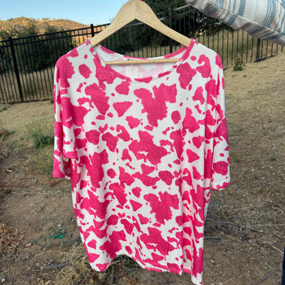 Pink Cow Print Shirt