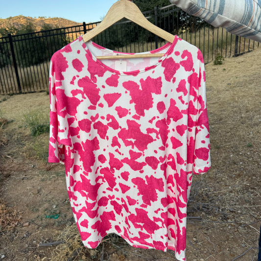 Pink Cow Print Shirt