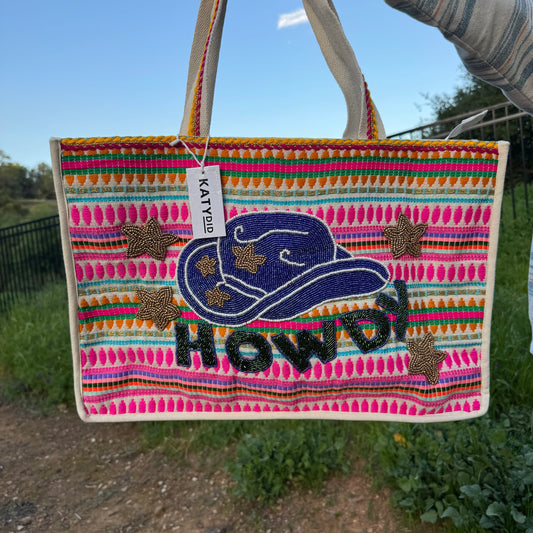 Howdy Cowgirl Sequins Tote Handbag