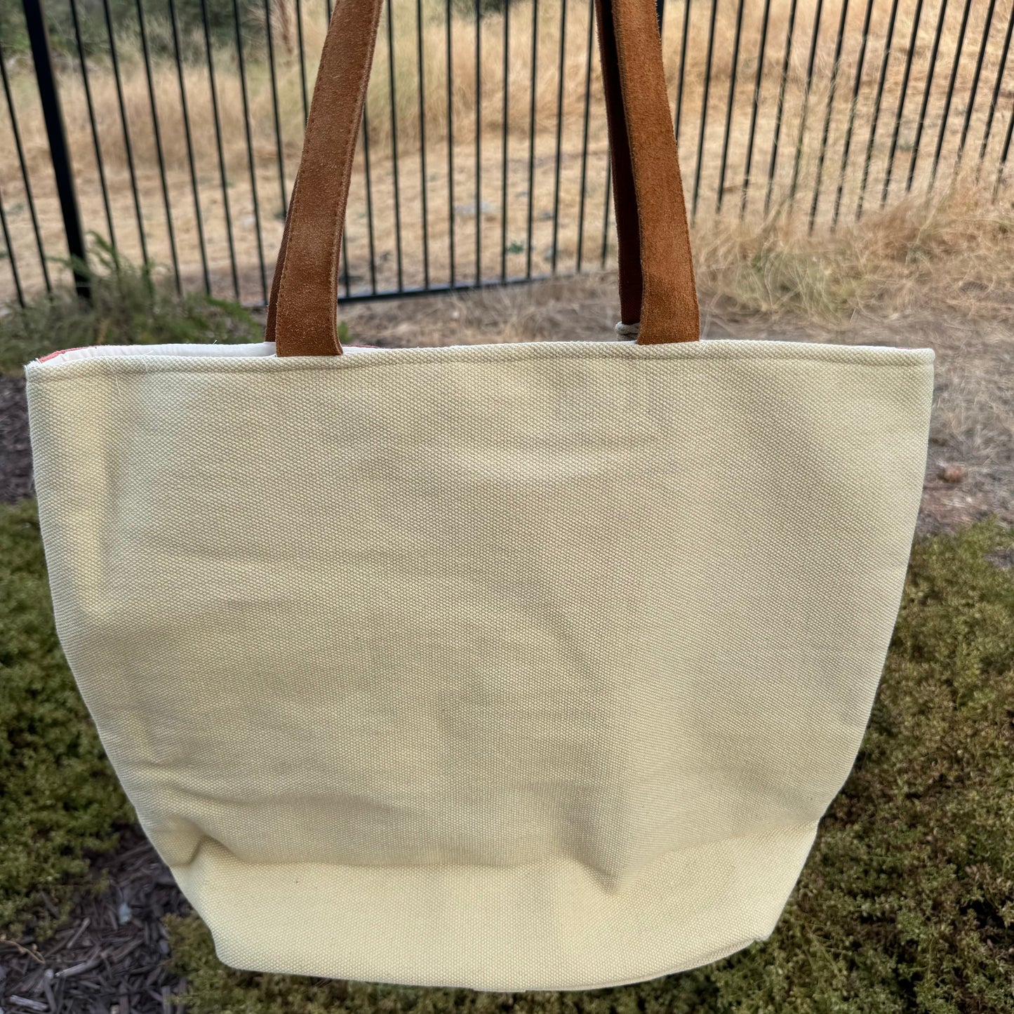 Large Orange Native American Tribal Print Tote Handbag