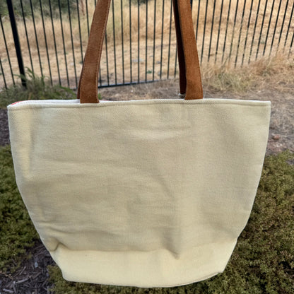 Large Orange Native American Tribal Print Tote Handbag