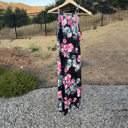 Black & Pink Floral Maxi Dress