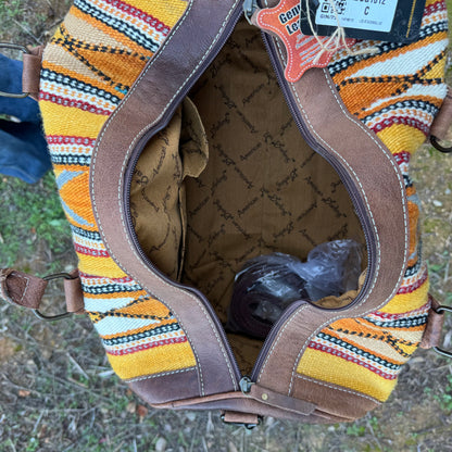 American Darling Genuine Leather Yellow Tribal Print Duffle Bag