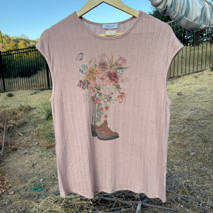Blush Pink Rustic Floral Boot Shirt