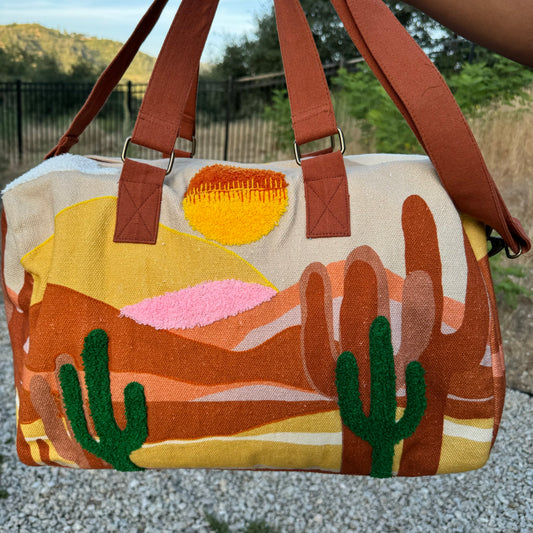 Large Cactus Desert Duffle Overnight Bag