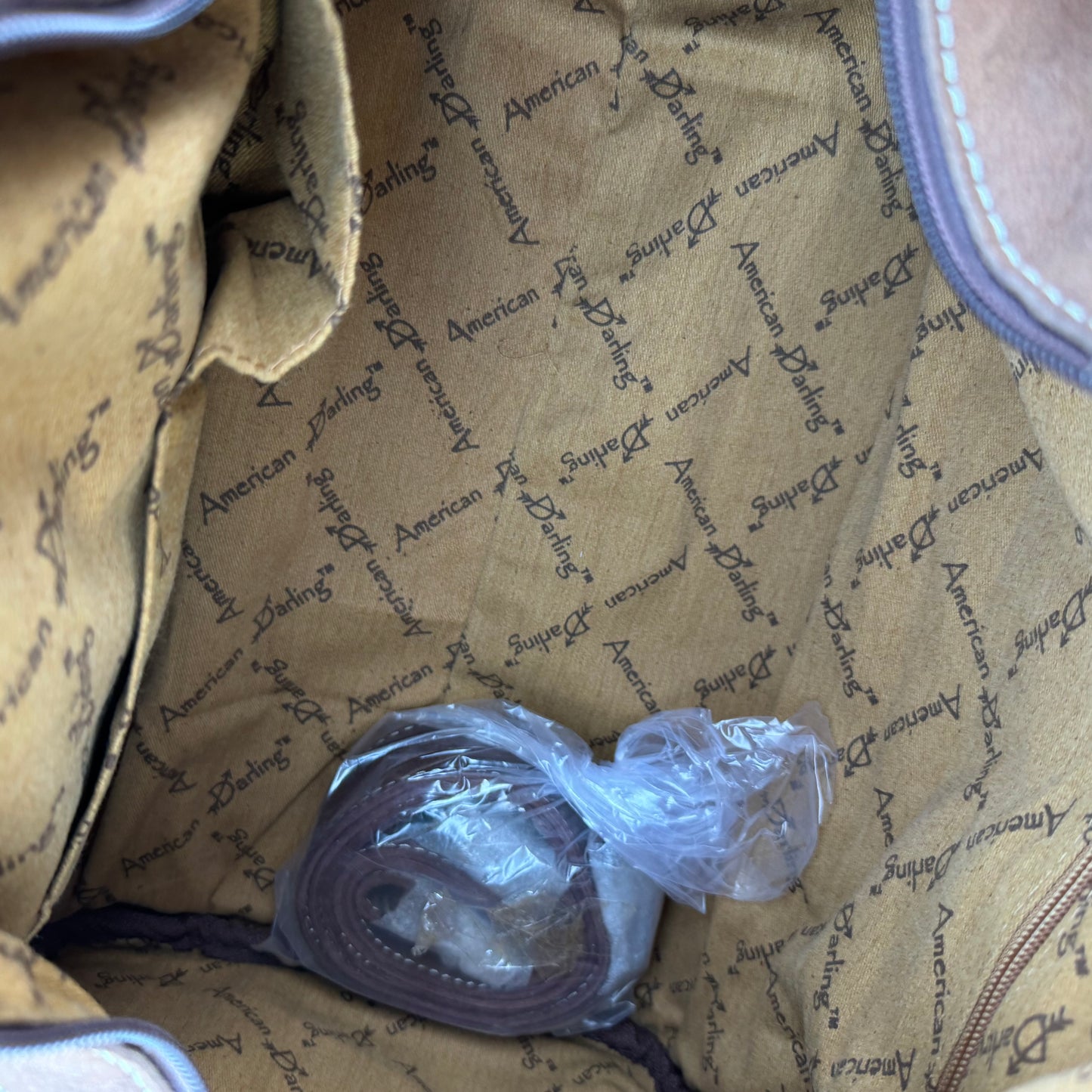 American Darling Genuine Leather Yellow Tribal Print Duffle Bag