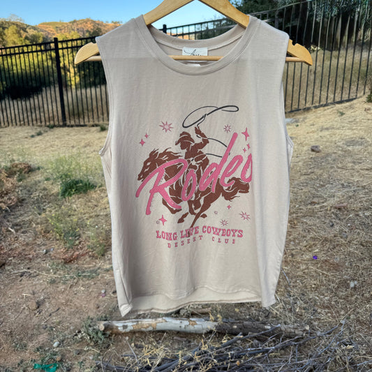 Tan & Pink Rodeo Long Live Cowboys Tank Top