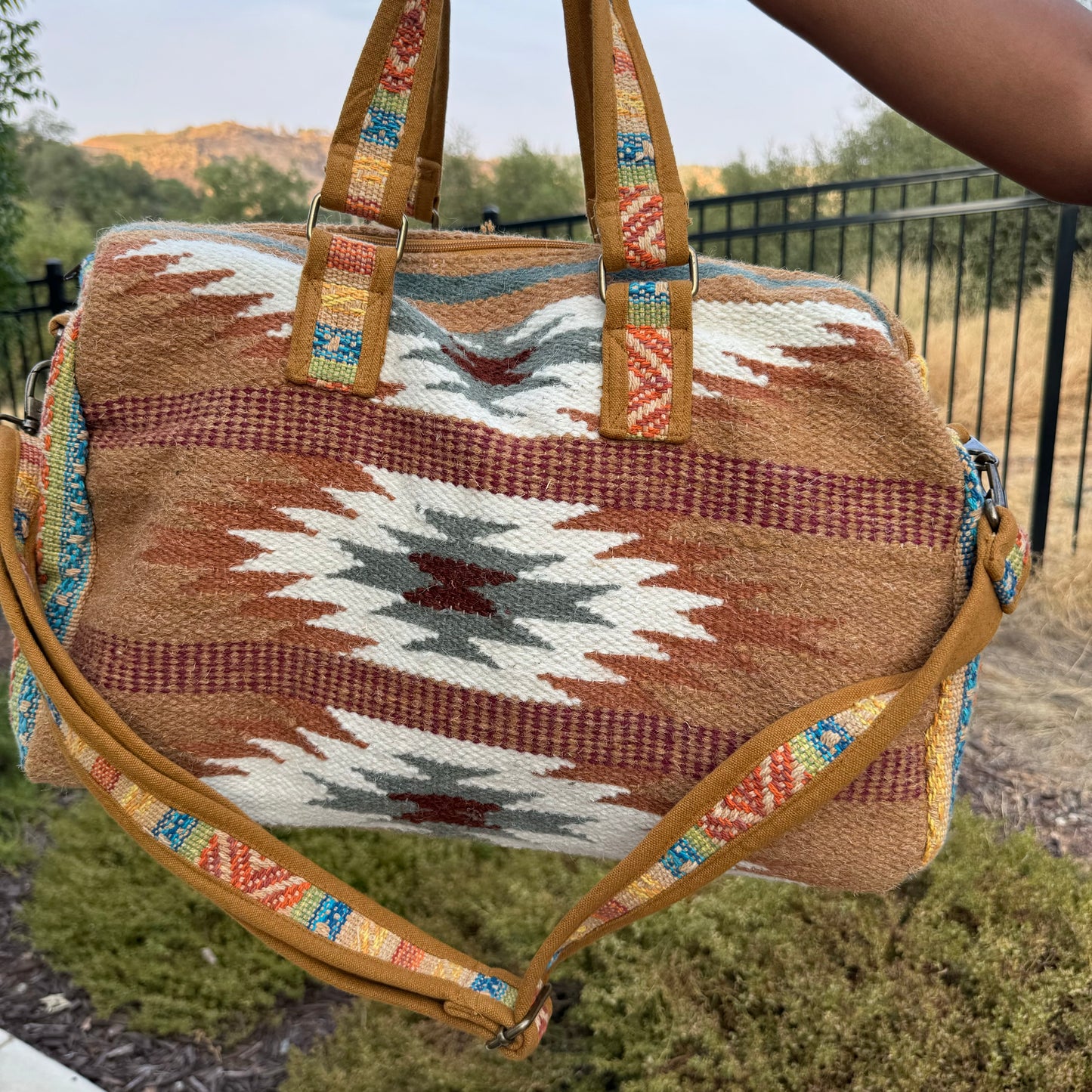 Aztec Brown Duffle Overnight Travel Bag