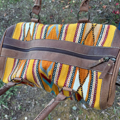 American Darling Genuine Leather Yellow Tribal Print Duffle Bag