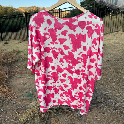 Pink Cow Print Shirt