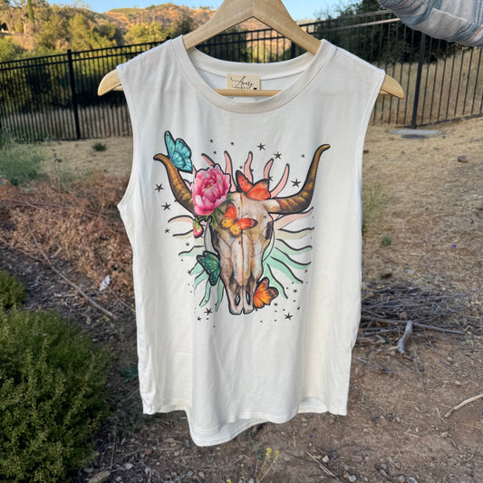 Longhorn Colorful Butterfly Tank Top