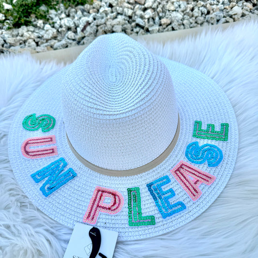 Sun Please White Sequins Sun Hat