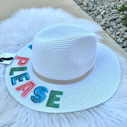 Sun Please White Sequins Sun Hat